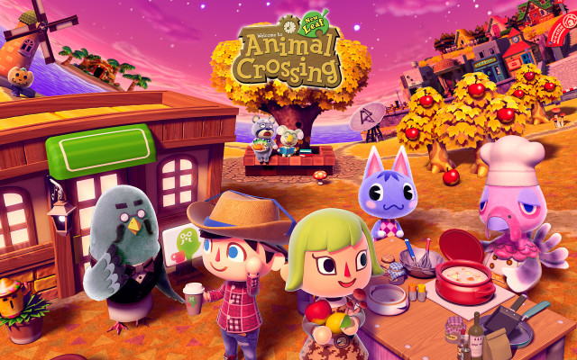 Animal crossing cat building characters free wallpaper - medium preview image