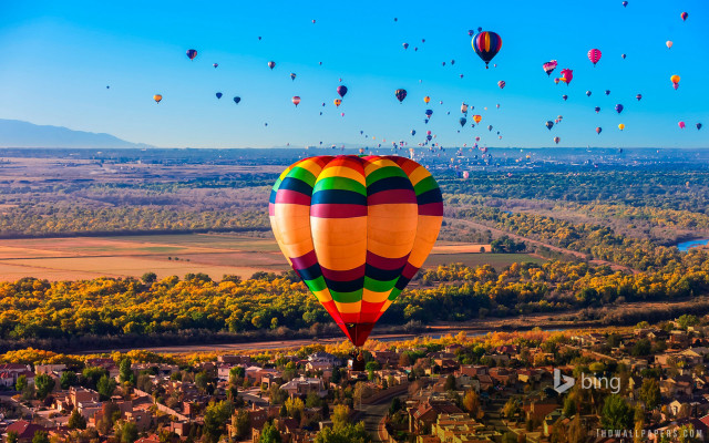 Hot air balloons city blue free wallpaper - medium preview image