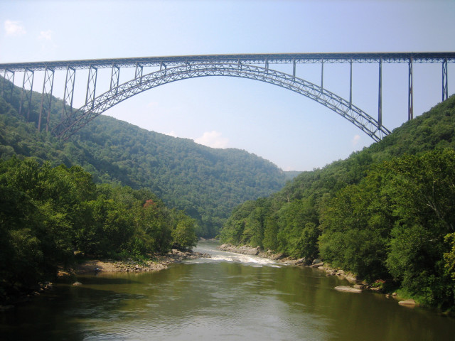 Bridge river background boat foreground free wallpaper - medium preview image