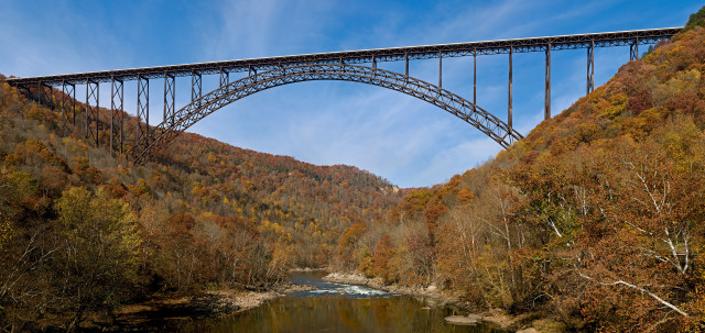 Bridge river trees mountainside nature free wallpaper - medium preview image