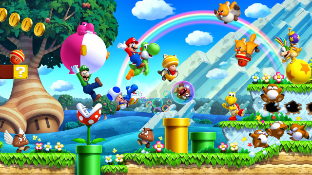 Mario characters rainbow background video #2 free wallpaper - medium preview image