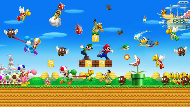 Mario characters sky background clouds free wallpaper - medium preview image
