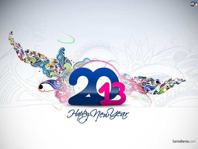 Colorful happy newyear bird flowers free wallpaper - medium preview image