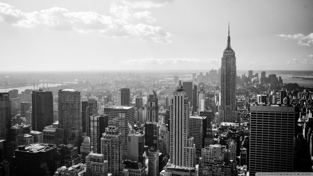 Black white city skyline river #4 free wallpaper - medium preview image