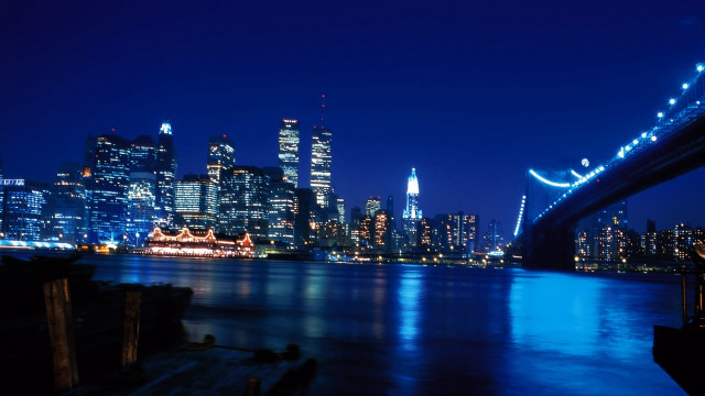 City skyline night bridge river #14 free wallpaper for desktop - medium preview image