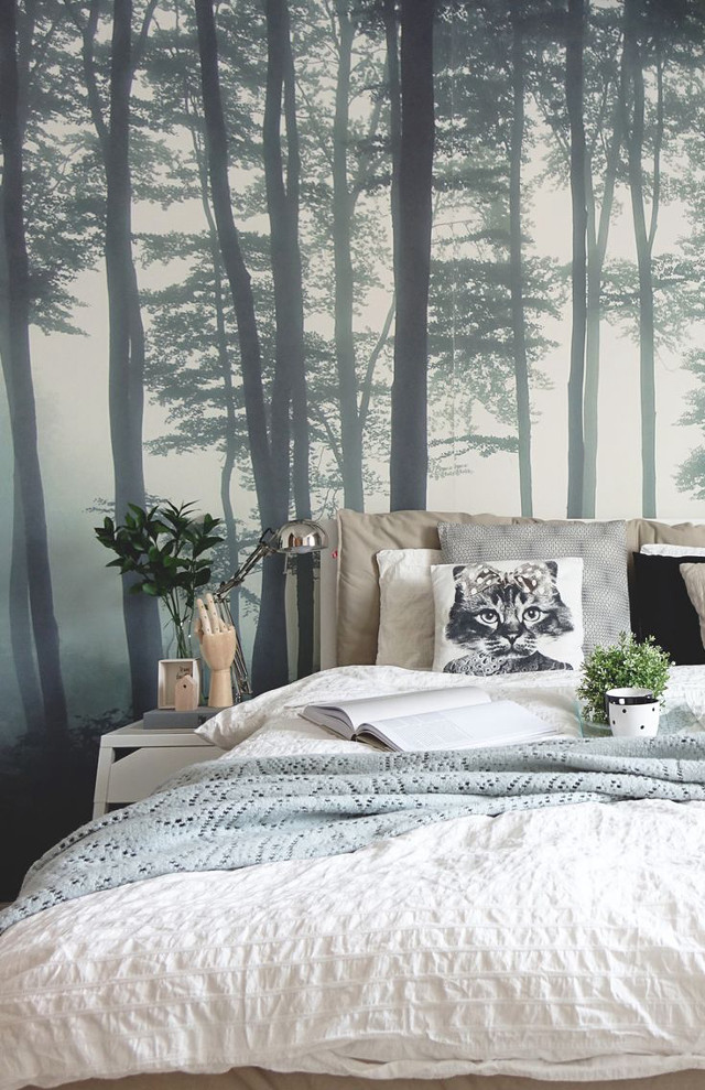 Bed white comforter wall mural free wallpaper - medium preview image