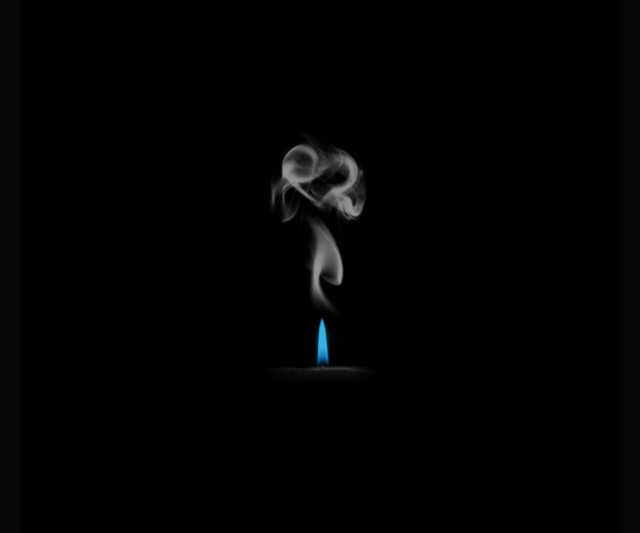 Blue candle smoke black background free wallpaper - medium preview image