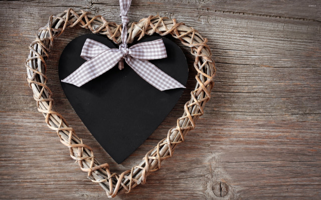 Heart shaped decoration bow wooden free wallpaper - medium preview image