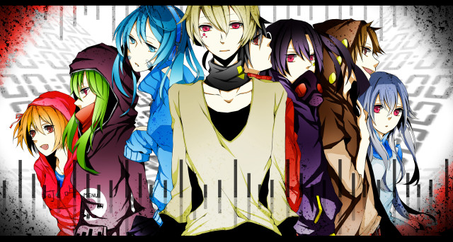 Anime characters group red light free wallpaper - medium preview image