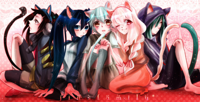Anime girls red floor pink free wallpaper - medium preview image