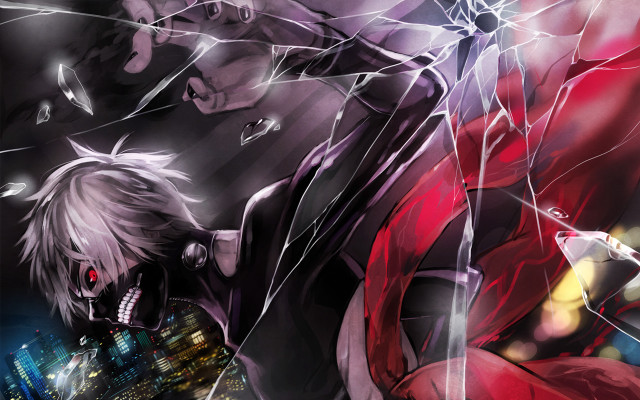 Man red cape cityscape shattered free wallpaper - medium preview image