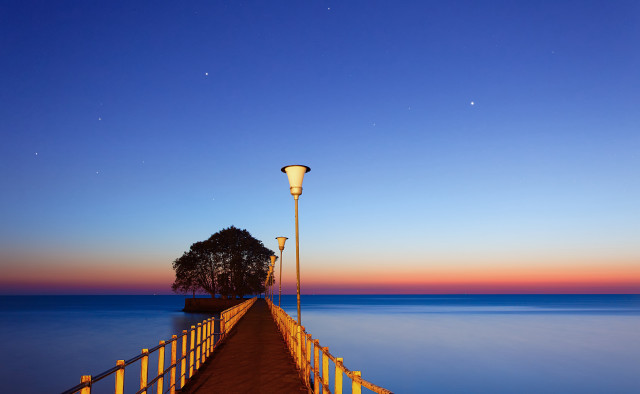 Long pier lamp post tree #2 free wallpaper - medium preview image