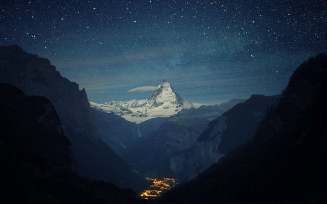 Mountain range snow covered peak #2 free wallpaper - medium preview image