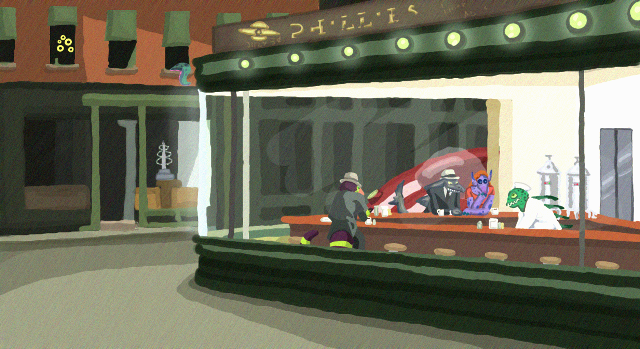 Cartoon man storefront skeleton window free wallpaper - medium preview image