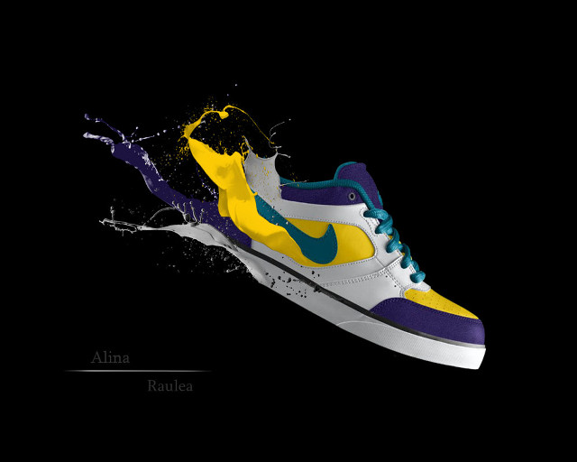 Sneakers water splash black background free wallpaper - medium preview image