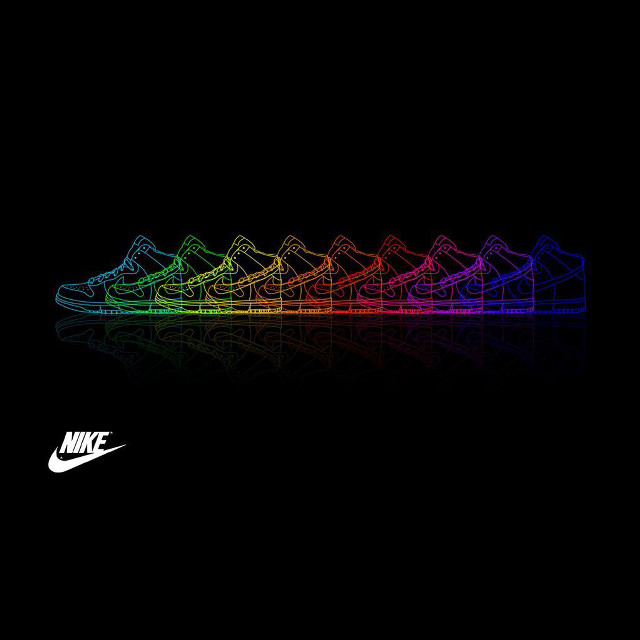 Rainbow nike shoe black background free wallpaper - medium preview image