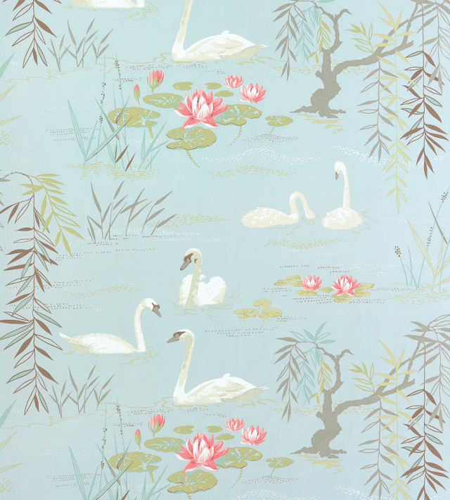 Swans water lilies pond reeds free wallpaper - medium preview image
