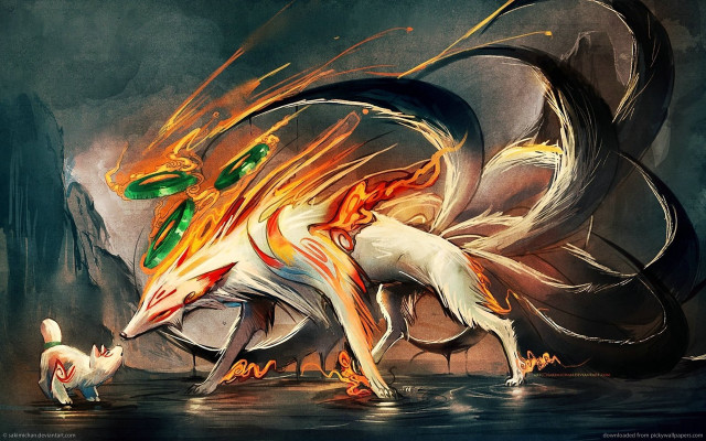 Dragon attack dog lake flames free wallpaper - medium preview image