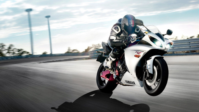 Motorcycle rider road sky clouds #5 free wallpaper - medium preview image