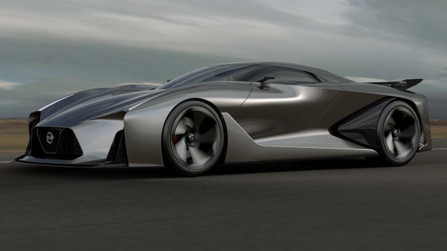 Silver sports car cloudy road free wallpaper - medium preview image
