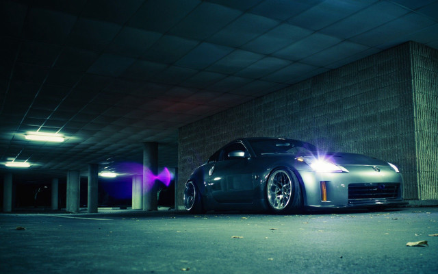 Car parked garage lights brick #2 free wallpaper - medium preview image