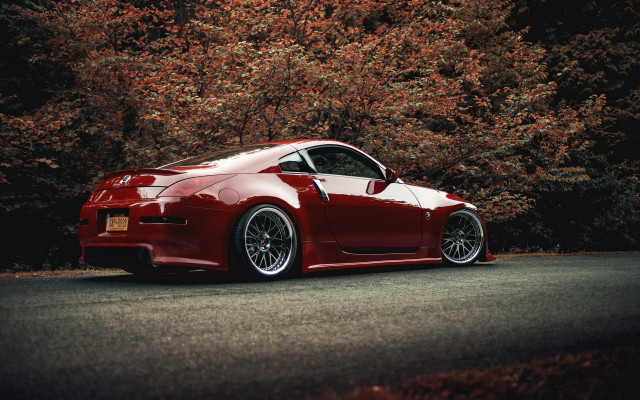 Red sports car road trees #4 free wallpaper - medium preview image