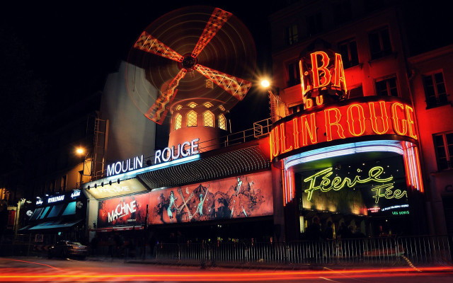 Building windmill nighttime lights neon free wallpaper - medium preview image