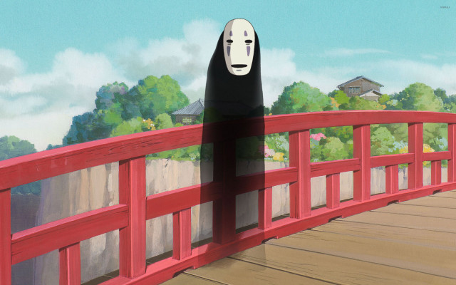 Cartoon ghost mask bridge river free wallpaper - medium preview image