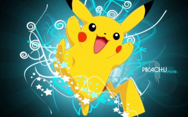 Cartoon pikachu blue background stars #3 free wallpaper - medium preview image