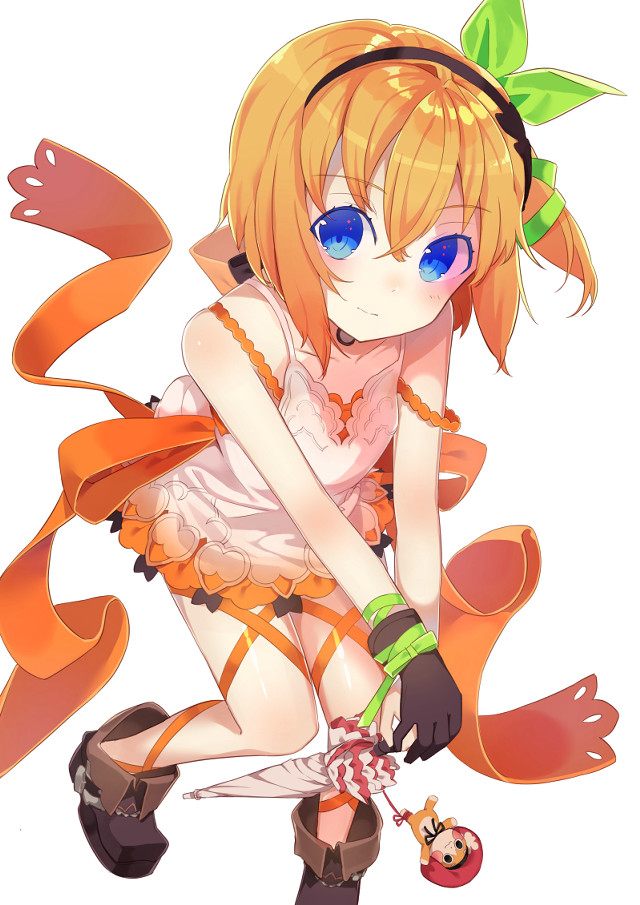 Girl blue eyes bow stool free wallpaper - medium preview image