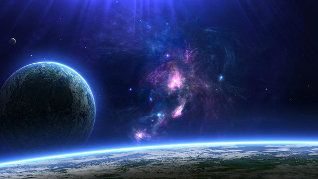 Planet space view bright light free wallpaper - medium preview image