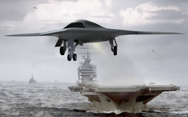 Fighter jet ship ocean helicopter free wallpaper - medium preview image
