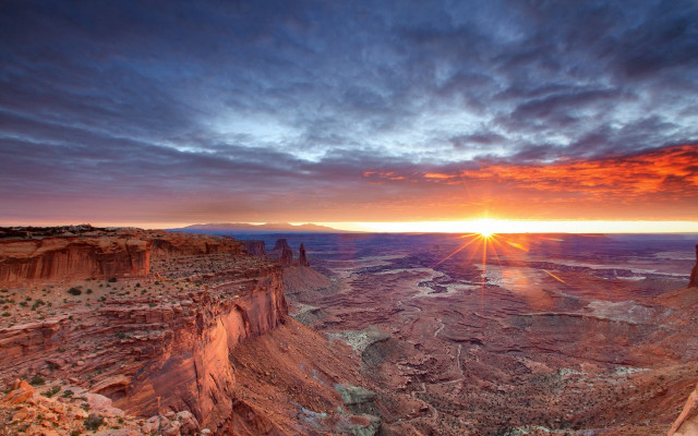 Sunset canyon mountain clouds sky free wallpaper - medium preview image