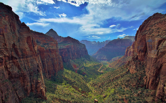 Scenic valley mountains trees sky #2 free wallpaper - medium preview image