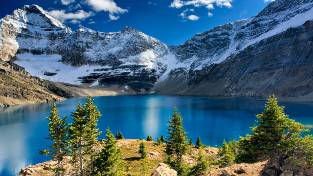 Mountain lake trees snow blue #2 free wallpaper - medium preview image