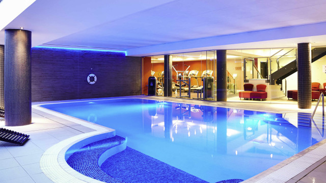 Indoor pool blue light spiral free wallpaper - medium preview image