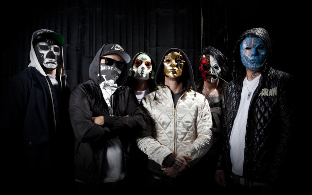 Painted faces group dark room free wallpaper - medium preview image