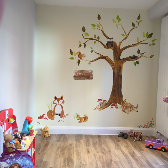Childs room tree animals bird free wallpaper - medium preview image
