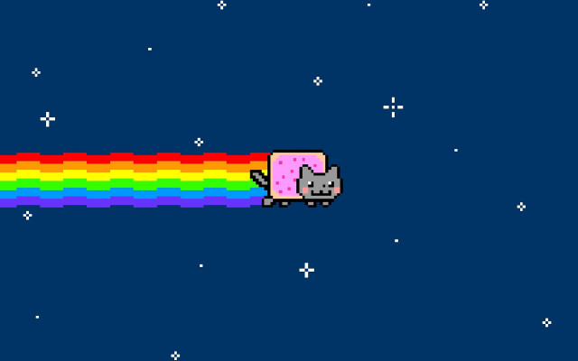 Cat rainbow beam space stars free wallpaper - medium preview image
