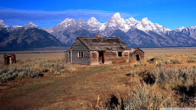 Cabin field mountains blue sky #2 free wallpaper - medium preview image