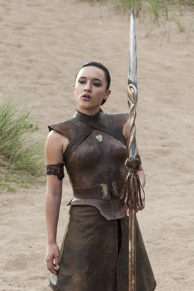 Woman brown dress sword stick free wallpaper - medium preview image