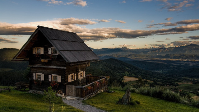 Small house hill mountains valleys free wallpaper - medium preview image