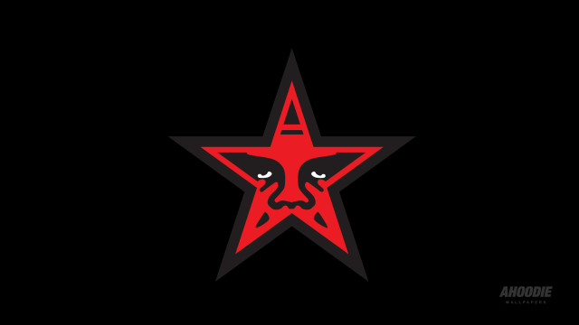 Red star face black background free wallpaper - medium preview image