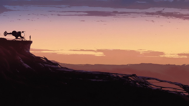 Man horse hill sunset sky free wallpaper - medium preview image