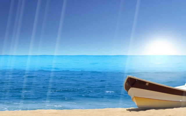 Boat beach sunshine blue sky free wallpaper - medium preview image