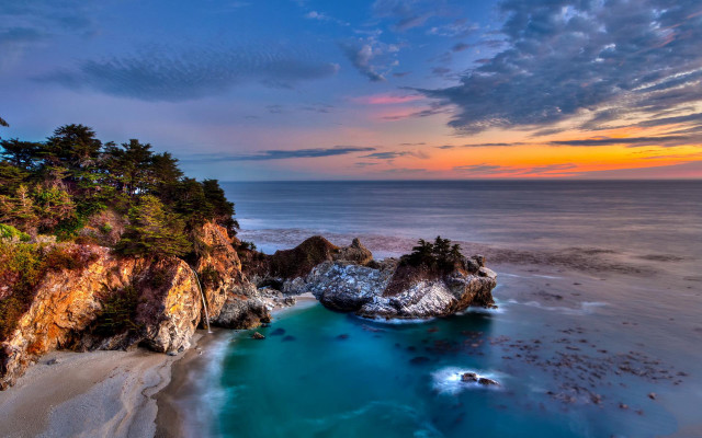 Beautiful beach sunset cliff blue free wallpaper - medium preview image