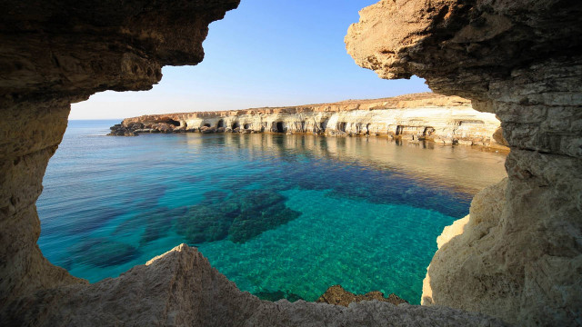 Cave water view beach blue free wallpaper - medium preview image