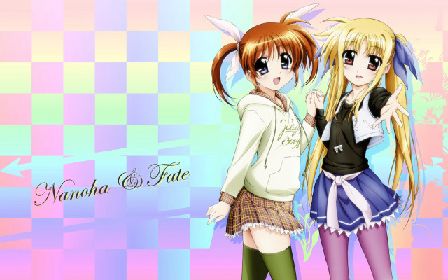 Anime girls colorful background name free wallpaper - medium preview image