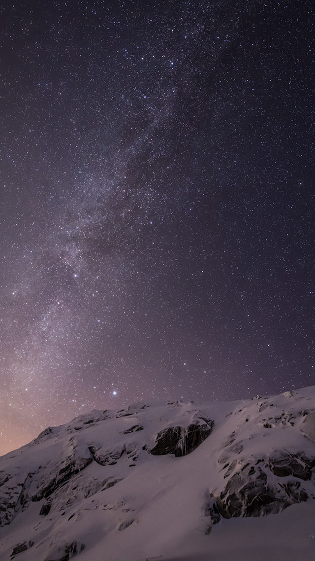 Snowy mountain night sky stars free wallpaper - medium preview image