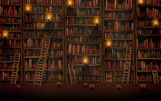 Books ladder candles lights cozy #4 free wallpaper - medium preview image